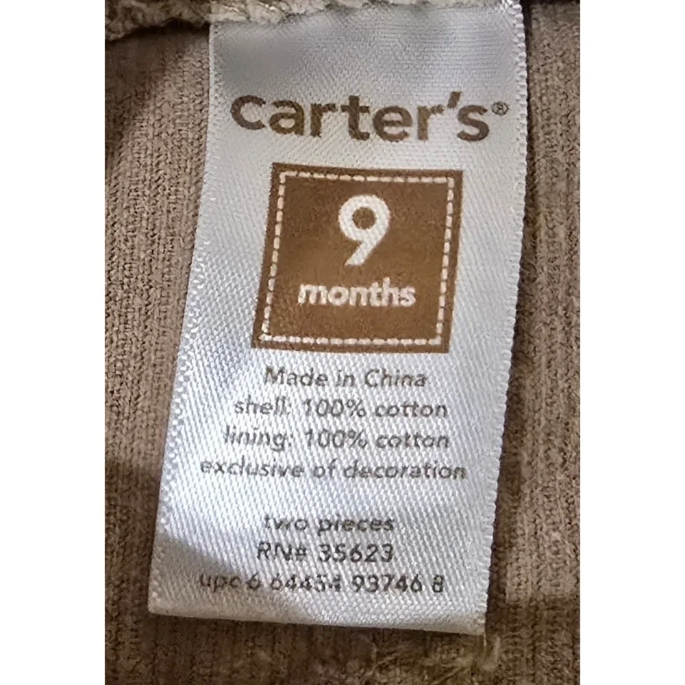 Infant Carter's Corduroy Overalls size 9 months